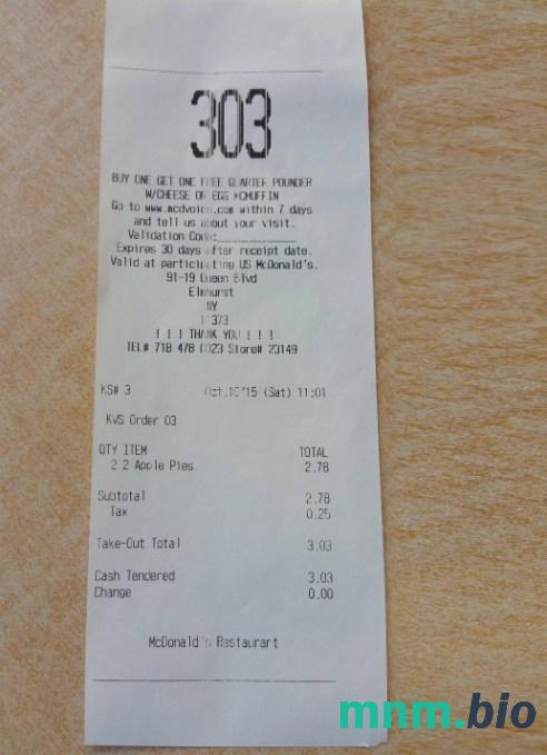 McDonald's Fast-food Restaurant szablon paragonu PSD